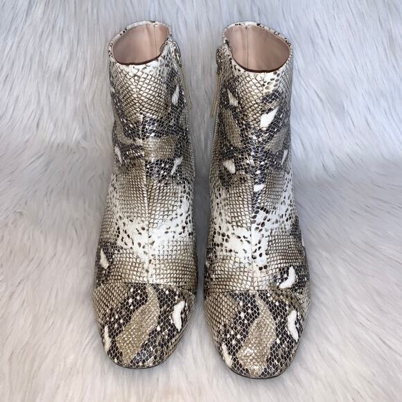 ZARA Snakeskin Cap Toe Leather Boots Snake Ankle Heeled Booties, Black/ White - Picture 4 of 11